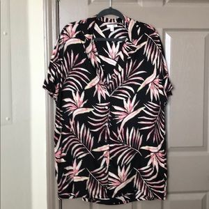 Amuse Society Palm frond print mini shirt dress